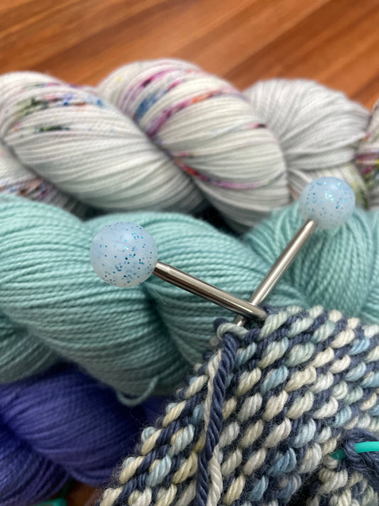 Blue Glitter Round Stitch Stoppers