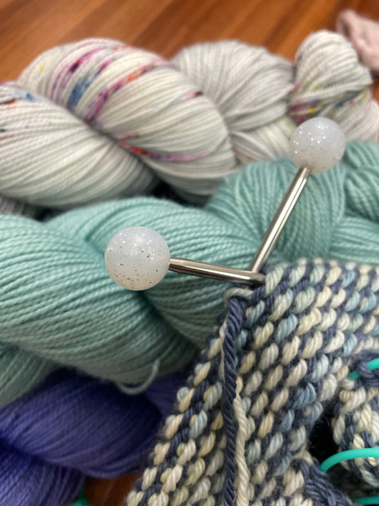 Silver Glitter Round Stitch Stoppers