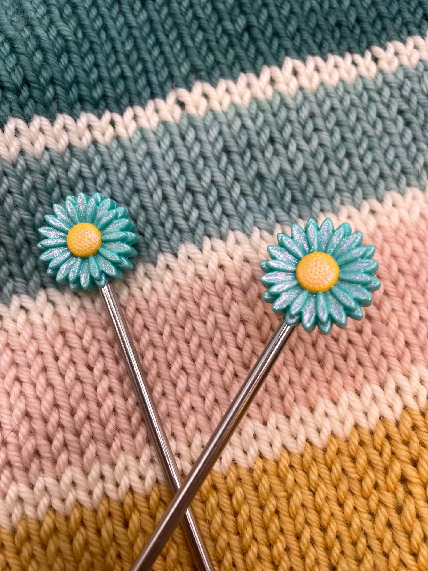 Blue Holo Daisy Stitch Stoppers