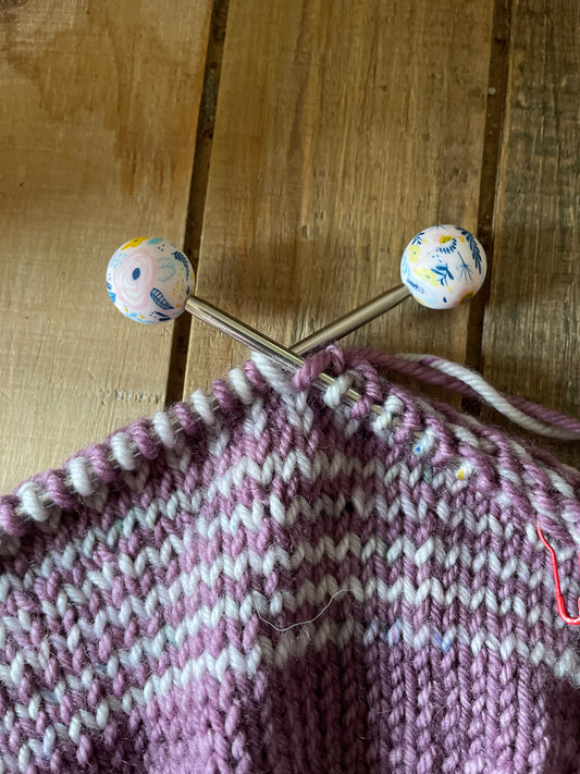 Round Blue Floral Stitch Stoppers